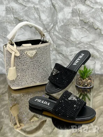 чехли с камъни prada milano, снимка 2 - Чехли - 50405347