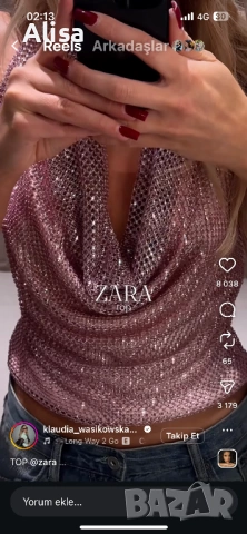 Официален топ на Зара с камъни, снимка 2 - Корсети, бюстиета, топове - 54034332