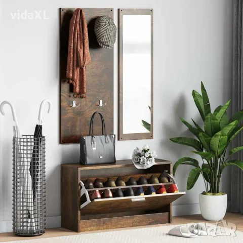 vidaXL 3-в-1 портманто, опушен дъб, инженерно дърво, снимка 2 - Портманта - 56147088