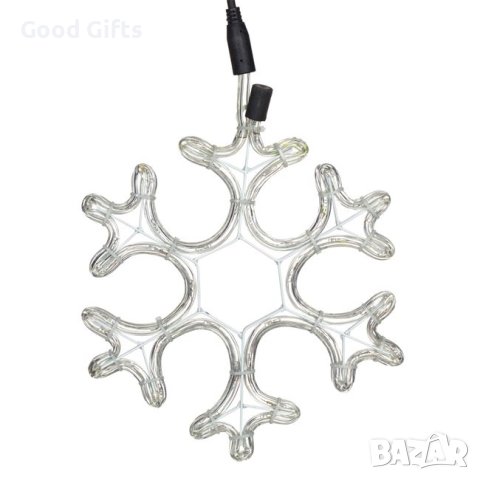 Светеща коледна снежинка, 27см, Студено бяло, снимка 3 - Лед осветление - 42742896