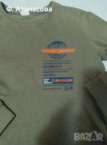 Отлична блузка с дълъг ръкав, 100% памук, размер 128-134, 8-9 години, снимка 2 - Детски Блузи и туники - 51757737