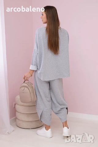 Дамски комплект от две части памучен суичър + панталон, 13цвята , снимка 4 - Комплекти - 46860176