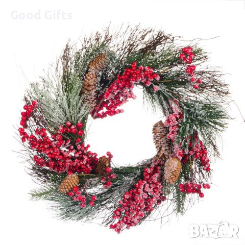 Коледен венец с шишарки, 45см