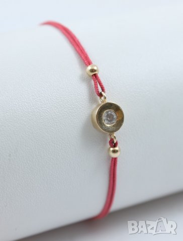 златна гривна с червен конец 45623, снимка 2 - Гривни - 30207761