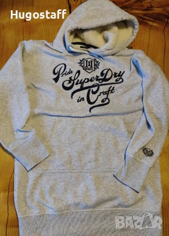 Оригинален суитчър худи яке горнище Супердрай Superdry Сив качулка М
