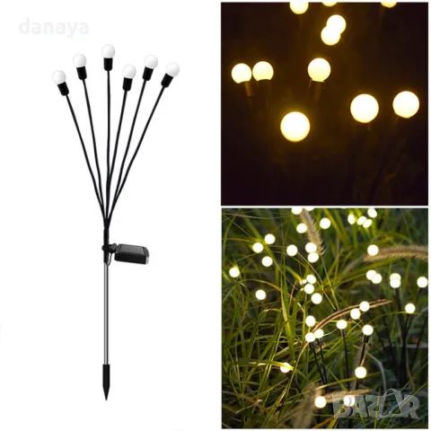 5767 Градинска соларна лампа с 6 люлеещи топчета, 65 см, снимка 2 - Градински мебели, декорация  - 49284332