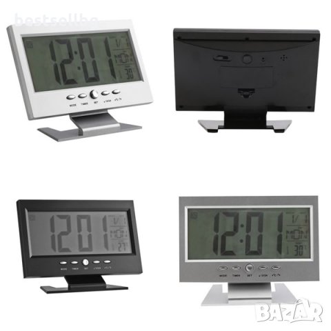 Електронен настолен светещ часовник дигитален термометър за стая бюро, снимка 3 - Други - 29181927