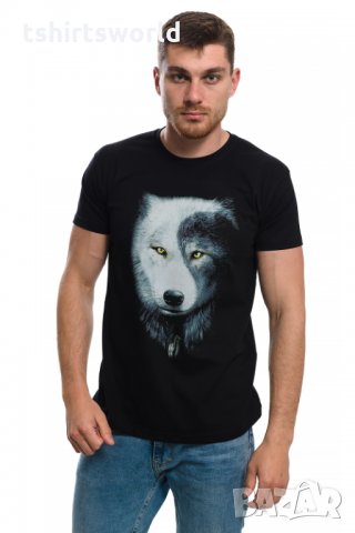 Нова мъжка тениска с дигитален печат Вълк ИН и ЯН, Серия вълци, снимка 7 - Тениски - 27829095