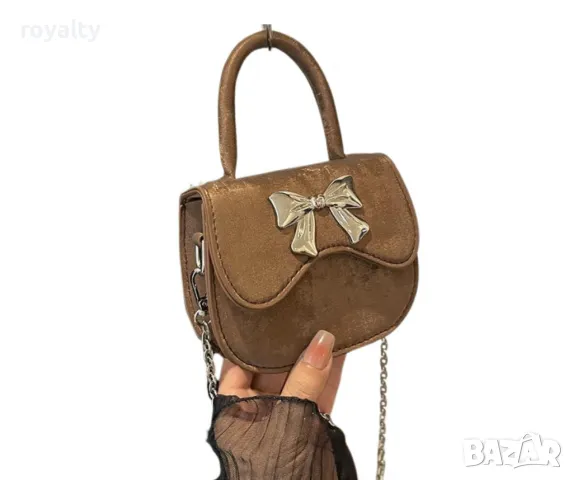 Дамска чантичка с панделка като метален акцент, снимка 5 - Чанти - 49053431