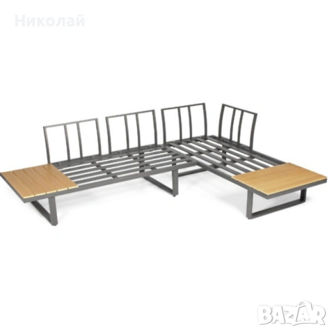 Градински комплект KANZA - модулен ъглов диван от алуминий с удобни възглавници и маса, снимка 6 - Градински мебели, декорация  - 53331646