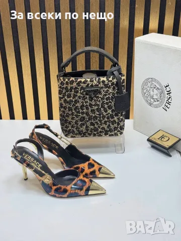 Versace Дамски Леопардови Обувки С Ток Каишка И Златен Връх Код SEM-718, снимка 8 - Дамски обувки на ток - 55972577
