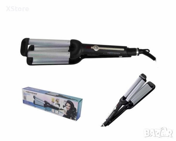 Ретро преса за коса Esperanza Isabella EBL013, 55W, Керамично покритие, 200 C, Черен/сив, снимка 5 - Преси за коса - 52593155