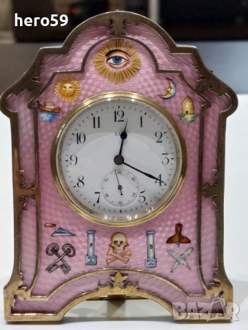 Каретен часовник-Сребърен гилеше  емайл часовник/Silver and Guilloche enamel Carriage Clock/, снимка 15 - Колекции - 38836804