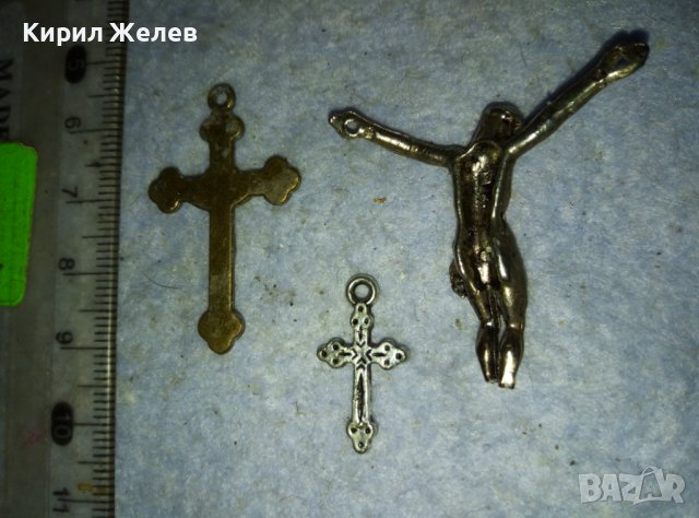 ЛОТ ТРИ СТАРИ МЕТАЛНИ КРЪСТЧЕТА РАЗПЯТИЕ 39223, снимка 7 - Колиета, медальони, синджири - 42091078