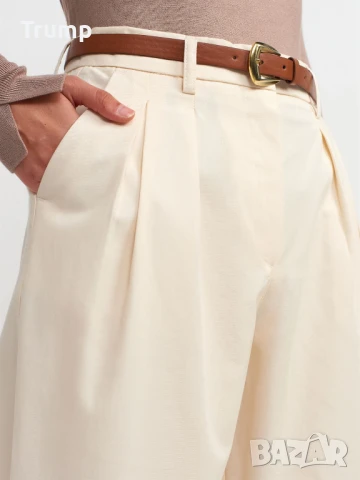 Елегантен Панталон с колан от 100% памук - екрю