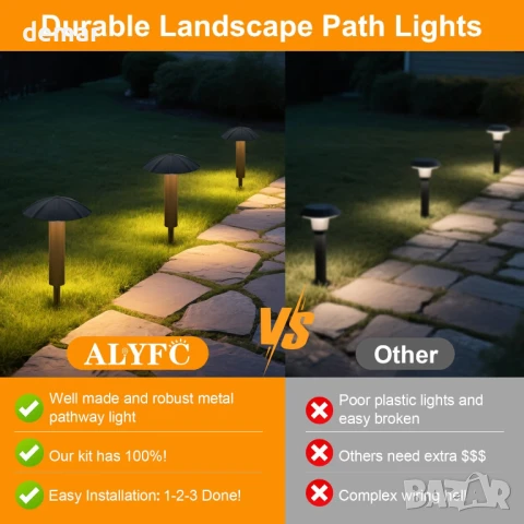 Градински осветителни тела ALYFC за открито Комплект от 8 дистанционно, снимка 7 - Външни лампи - 51156543
