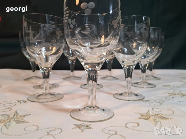 български гравирани стъклени чаши за ракия 28/2, снимка 4 - Чаши - 51838340