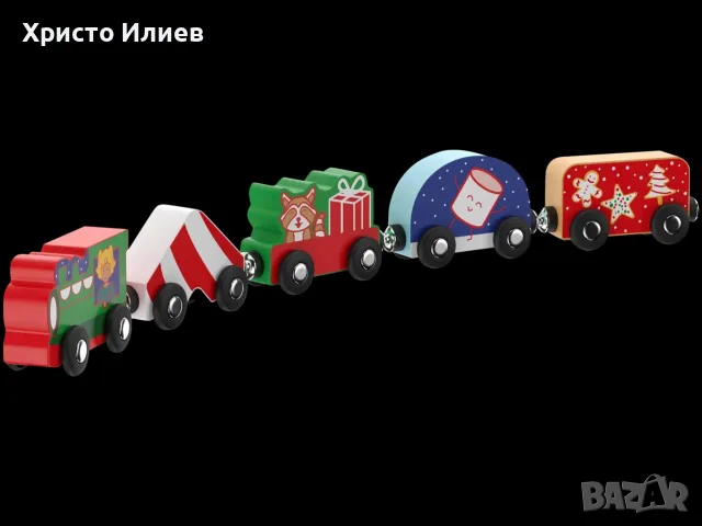 Дървено влакче с вагони за железница дървени релси, снимка 5 - Влакчета, самолети, хеликоптери - 55720234