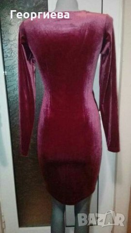 Изискана рокля в лилаво кадифе👗🍀XS,S, S/M👗🍀арт.1053, снимка 3 - Рокли - 30621837