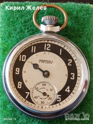 Джобен часовник INGERSOLL Made in Britain рядък за КОЛЕКЦИОНЕРИ 41241