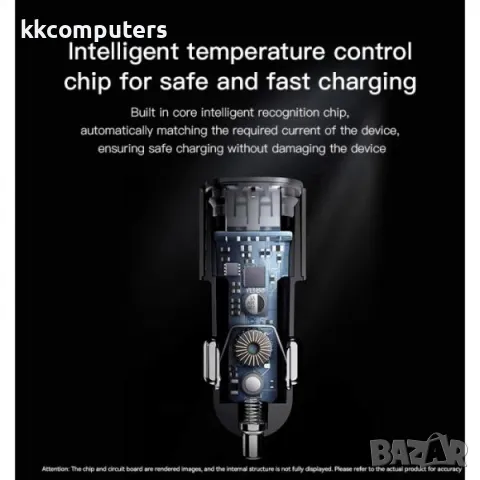 12V Зарядно за автомобил Yesido Y54 / USB 30W , PD 30W / с кабел Type-C - Lightning / Черен / Баркод, снимка 3 - Оригинални зарядни - 48490539