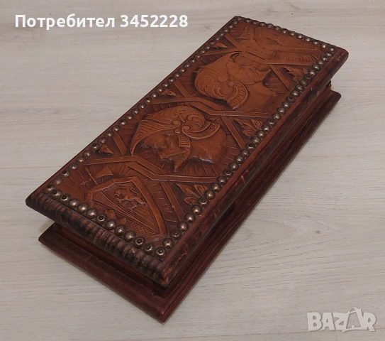 Кутия дървена винтидж капак облечен с кожа за ценители , снимка 5 - Декорация за дома - 54240133