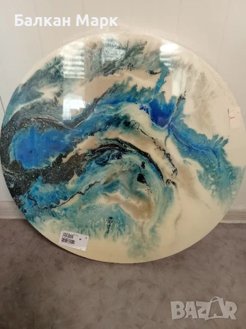 Абстрактна картина диаметър 60 см върху дървена рамка