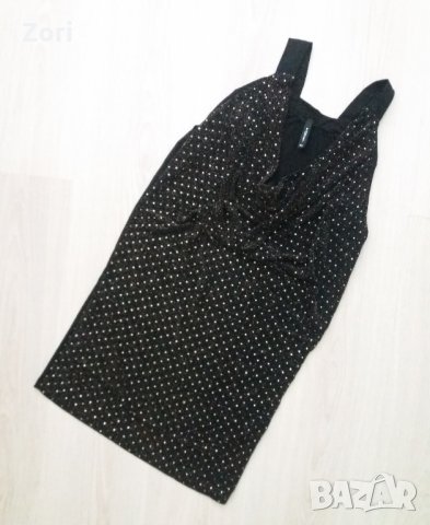 Черна рокличка/туника на златисти ситни точки с гръцко деколте, снимка 1