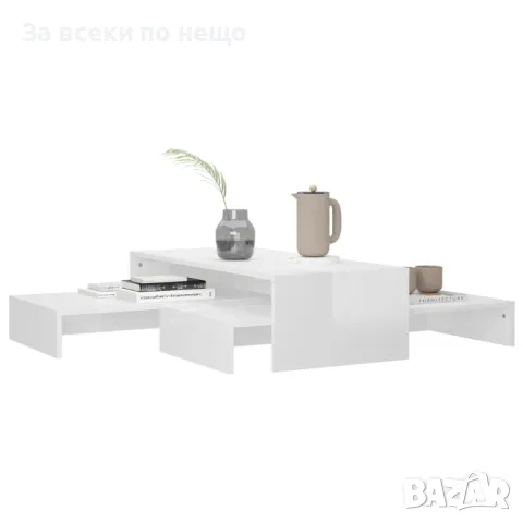 Комплект масички за кафе, бял гланц, 100x100x26,5 см Код P349, снимка 6 - Маси - 49799740