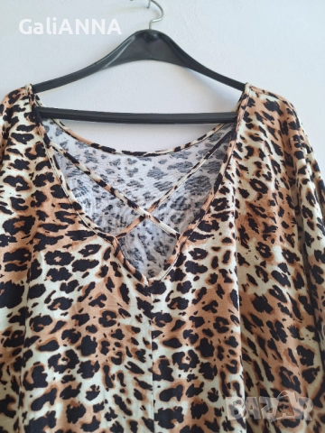 СТРАХОТНА ЛЕОПАРДОВА ТУНИКА 4XL-6XL, снимка 3 - Туники - 51637536