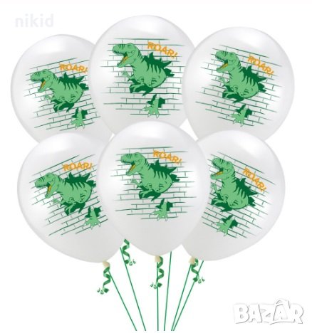 Динозавър в стена бял Обикновен надуваем латекс латексов балон парти хелий или газ