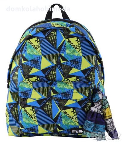 Раница с две прегради и два джоба, Меки презрамки, Подсилен гръб,35x15x45 см,Джоб за телефон с изход