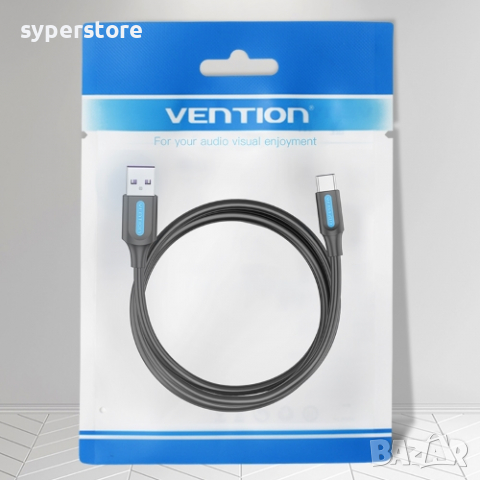 Кабел USB3.1 Type C Мъжко към USB Мъжко 0.5m Черен Vention CORBD 5A Charging Cable USB Type C - USB , снимка 4 - USB кабели - 36500534