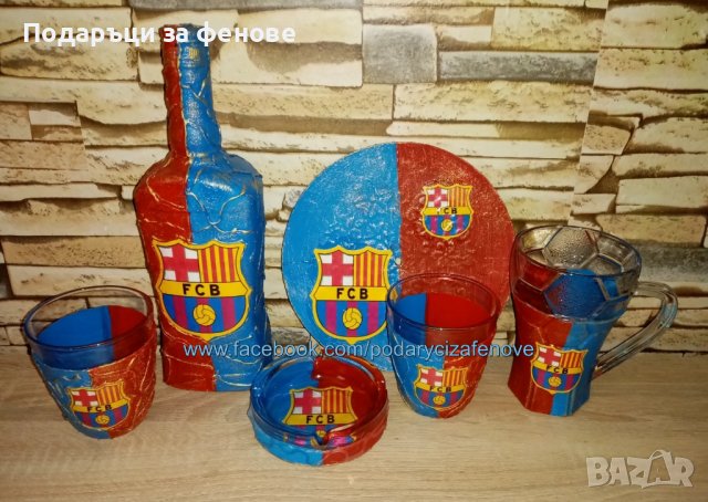 Подарък за фен на FCB (Барселона)- ръчно изработена бутилка с логото на отбора , снимка 3 - Подаръци за мъже - 38494141