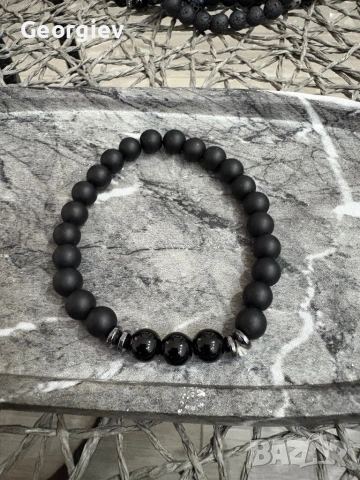 Мъжки гривни /стилни черни гривни (лава / оникс стил), снимка 6 - Гривни - 54012139