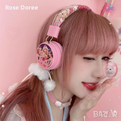 Безжични слушалки с вграден микрофон Barbie, сгъваеми и регулируеми, снимка 2 - Bluetooth слушалки - 44803226