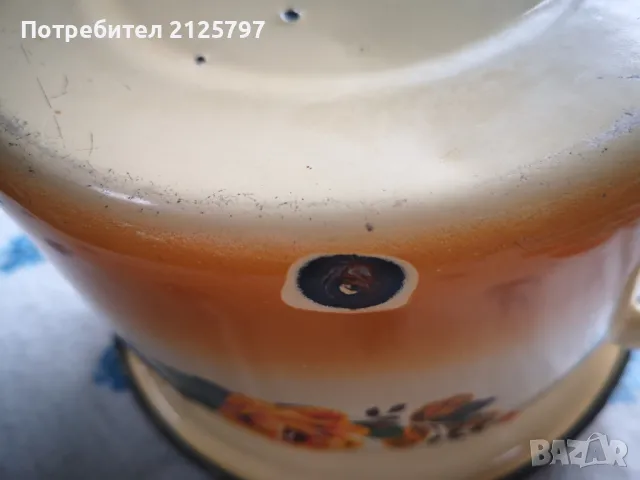 Стара емайлирана тенджера, снимка 3 - Антикварни и старинни предмети - 50057586
