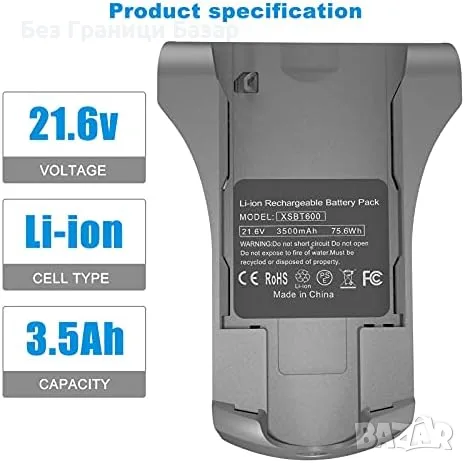 Нова Резервна батерия за Shark IZ370UK IZ380UK IZ381UKT 3500mAh 21.6V прахосмукачка Шарк, снимка 3 - Прахосмукачки - 56128991