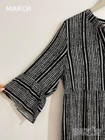 Макси дълга туника в модерен черно-бял десен, снимка 2 - Туники - 36394705