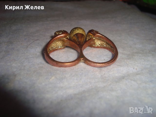 СТАР ЗМИЕВИДЕН ЕГИПЕТСКИ РЕТРО СТИЛ ПОЗЛАТЕН МЕСИНГОВ ПРЪСТЕН ДВОЕН РЯДЪК 20841, снимка 11 - Пръстени - 37514390