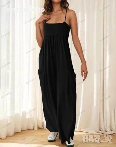 Дамски ежедневен гащеризон без ръкави с квадратно деколте и широки крачоли, 6цвята , снимка 6 - Гащеризони - 51239950