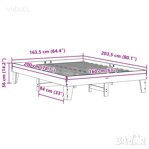 vidaXL Рамка за легло без матрак, бял, 160x200 см, бор масив, снимка 9 - Спални и легла - 56148280