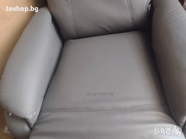 Фотьойл сива кожа забележки по кожата ПРЕОЦЕНЕН ПРОДУКТ, снимка 8 - Дивани и мека мебел - 50976080