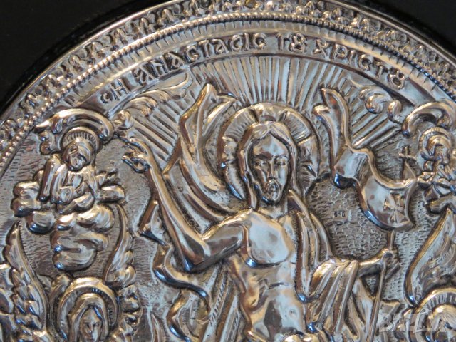 Гръцка православна сребърна икона сребро проба 999 - ВЪЗКРЕСЕНИЕТО НА ХРИСТОС - Стар внос от Гърция , снимка 3 - Антикварни и старинни предмети - 30016559