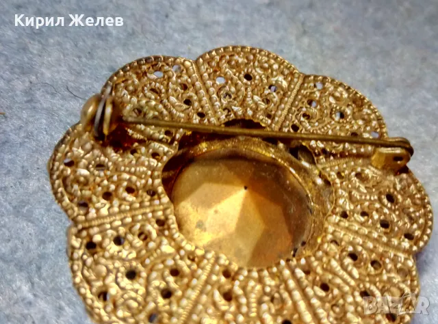 СТАРИННА СКЪПОЦЕННА ФЛОРАЛНА БРОНЗОВА БРОШКА - ЦВЕТЕ с ГОЛЯМ ШЛИФОВАН ГРАНАТ и АМЕТИСТИ 47965, снимка 5 - Антикварни и старинни предмети - 48160679