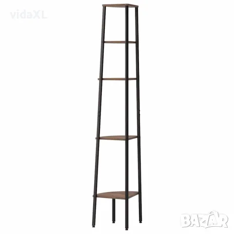 vidaXL Ъглова етажерка с 5 рафта Тъмнокафяво и черно 45,5x31,5x180 см, снимка 5 - Етажерки - 56147063