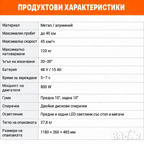 Електрически скутер, тротинетка със седалка 800W 15AH, 45 км/ч, снимка 10 - Мотоциклети и мототехника - 51943122