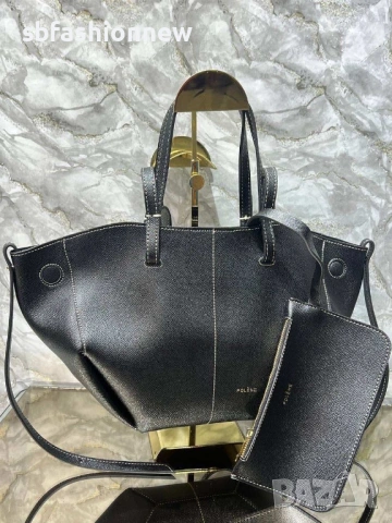 Polene дамска чанта в черно и кафяво, снимка 3 - Чанти - 53207571
