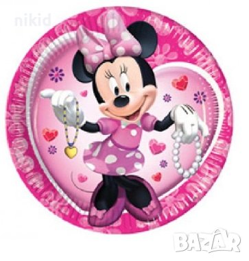 Мини Маус розова 8 бр големи парти чинии чинийки рожден ден