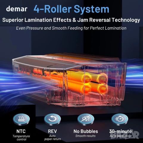 4-ролков ламинатор A3, 11 в 1 студено и термично ламинираща машина, снимка 5 - Принтери, копири, скенери - 54014327